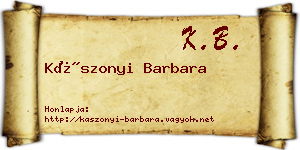 Kászonyi Barbara névjegykártya